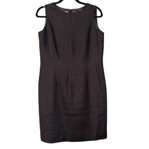 Talbots Petites Irish Linen Sheath Dress Size 8 Black Sleeveless Business Casual